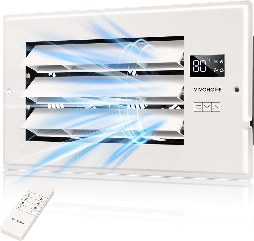 VIVOHOME Register Booster Fan - 6'' x 12'' Opening with Adjustable Louver