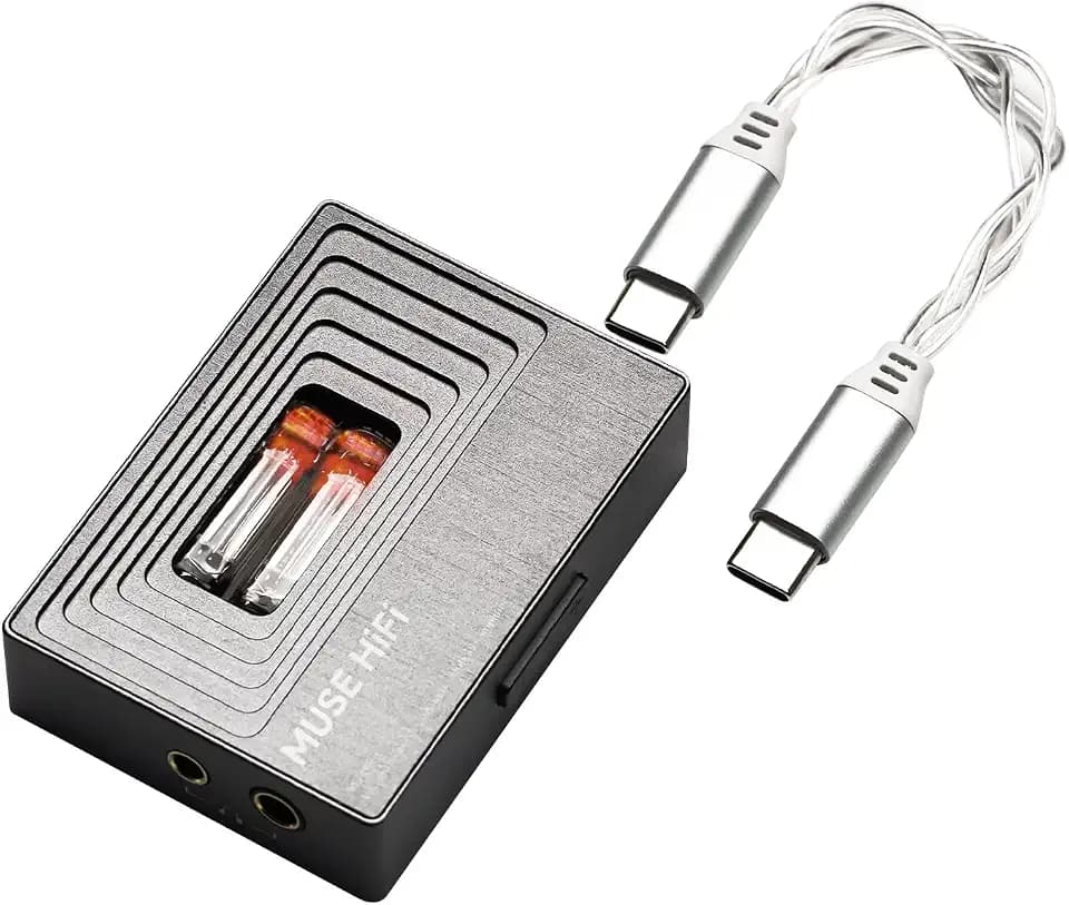 HiFiGo MUSEHiFi M3 Ultra Portable Tube DAC Amp with JAN6418 Vacuum Tube, 460mW/480mW Balanced Output, USB C Dongle DAC for IEMs & Headphones, Amplifier for Phone/PC/Mac