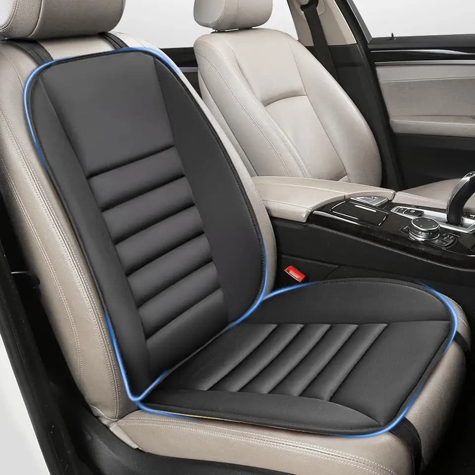 Car Seat Cushion with Back Support Pillow, 1.2'' Memory Foam, Black