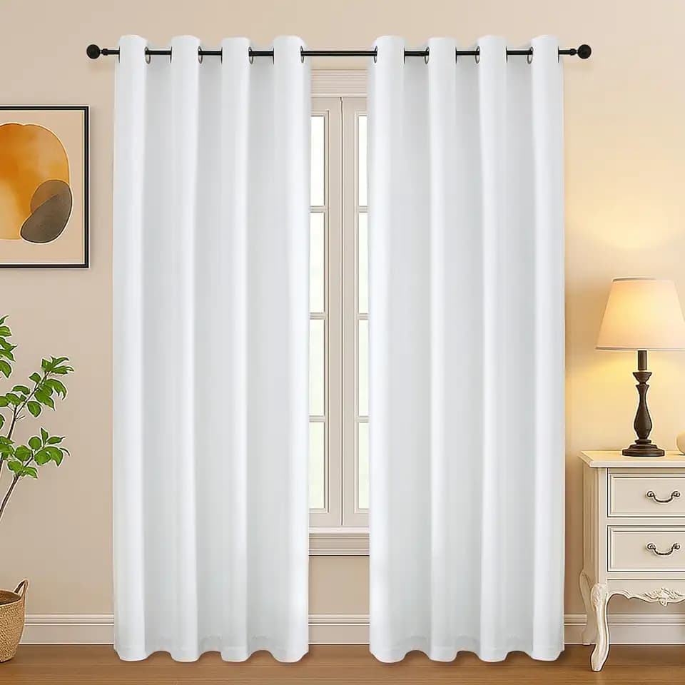 Simplebrand Pure White Curtains for Bedroom Living Room 72 Inches Long 2 Panels Set, Light Filtering Thermal Insulated Curtains & Drapes, Solid Grommet Noise Reducing Window Treatment, W50 x L72 Inch