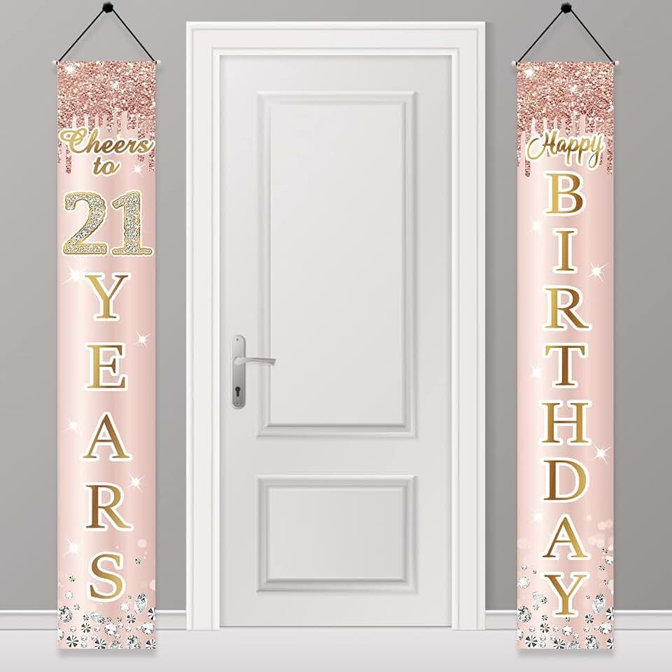 Excelloon 21st Birthday Decorations Door Banner for Her Women