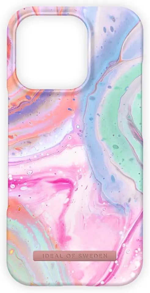 IDEAL OF SWEDEN Bedruckte Handyhülle, niedliches buntes Muster, schützende Abdeckung aus Hartplastik mit Mikrofaserfutter für das iPhone. Kompatibel mit iPhone 16 Pro (Pastel Marble)