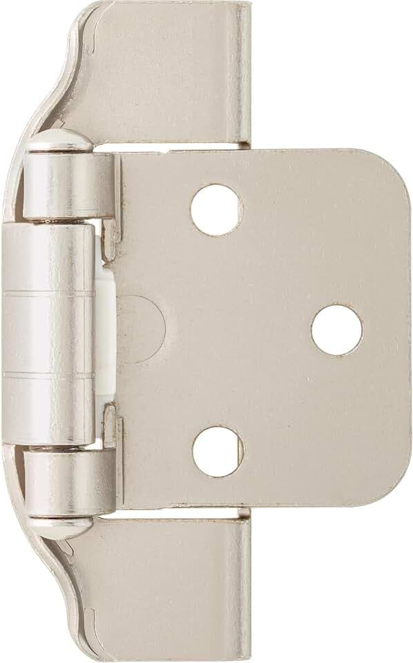 Franklin Brass (10-Pack) Self-Closing Cabinet Hinges 1/2' Semi-Wrap Overlay for Cabinet Doors Kitchen/Cabinets/Cupboards/Furniture, Satin Nickel H01915K-SN-B