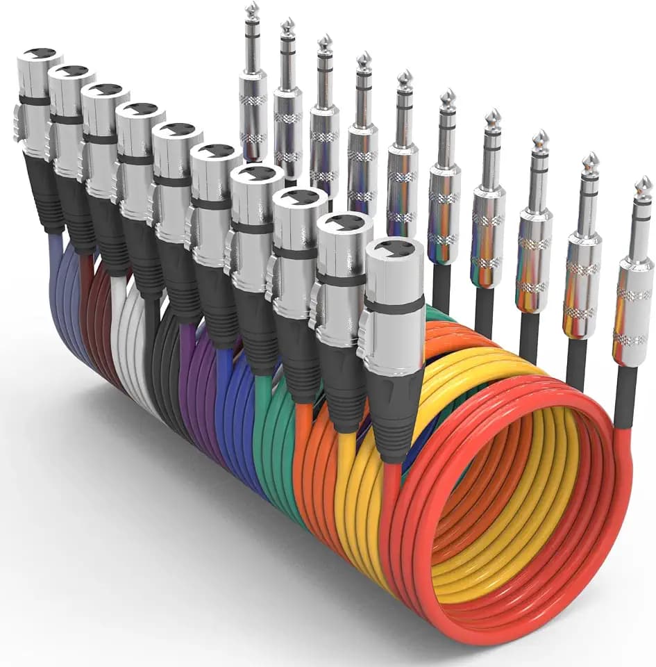 Oleitodh 10 Pack XLR Female to 1/4 Inch TRS Cable 6FT Balanced Audio Cable