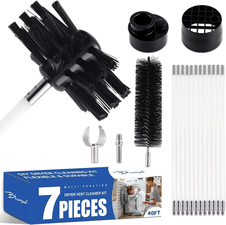 Bluesea 40FT Dryer Vent Cleaner Kit 7Pcs - Lint Remover Brush & Adapters