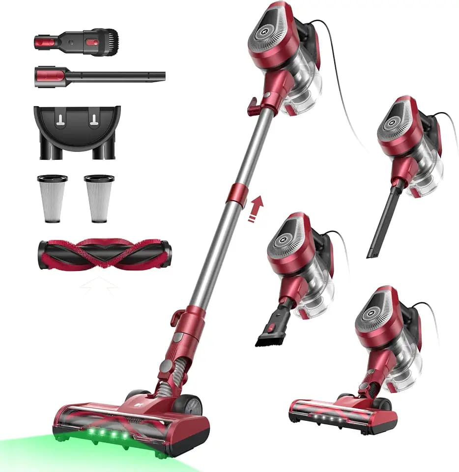 Vexilar C8 Staubsauger mit Kabel, 60KPa & 600W Starke konstante Saugkraft, Staubsauger beutellos, 7m Kabel, Selbststehend, Anti-Tangle-Bürste, Handstaubsauger für Tierhaare, Fugen & Hartböden
