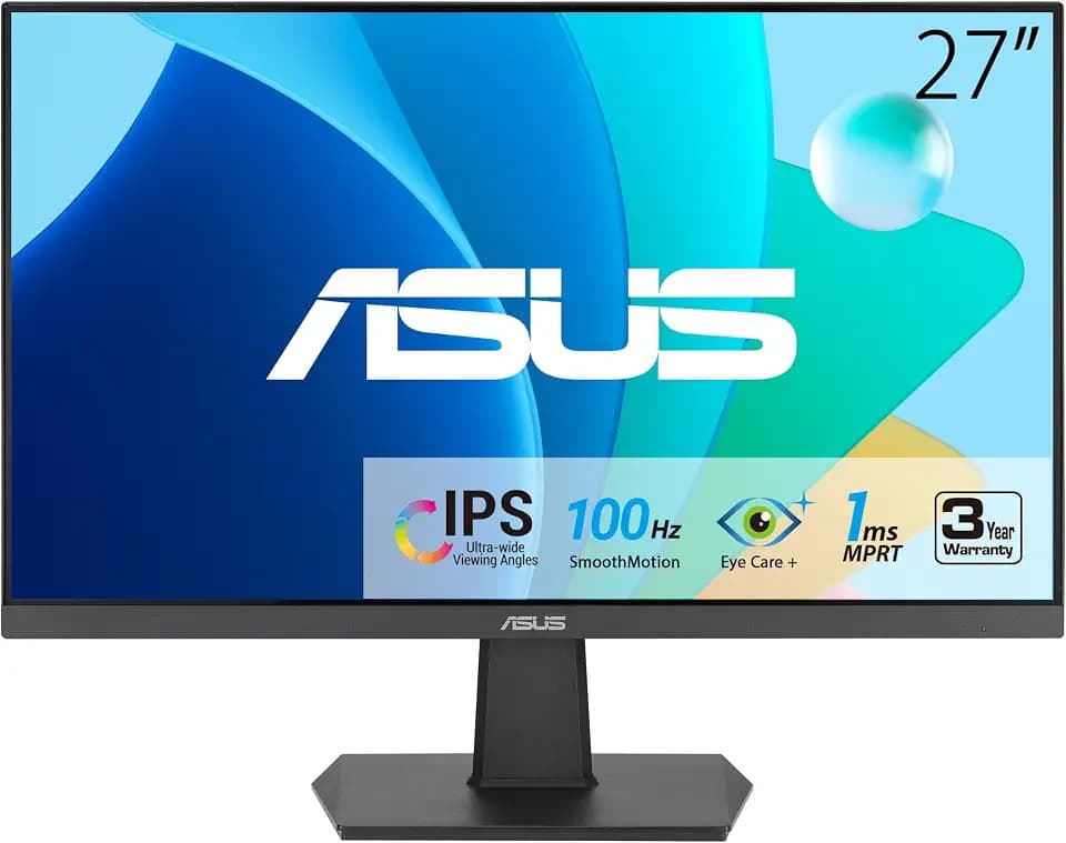 ASUS VA27EHF 27 Inch 1080P FHD 100Hz IPS Computer Monitor, HDMI, VESA Mount