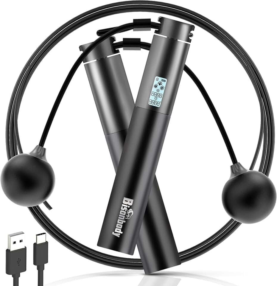 Smart Jump Rope with Bluetooth App & Counter, Black