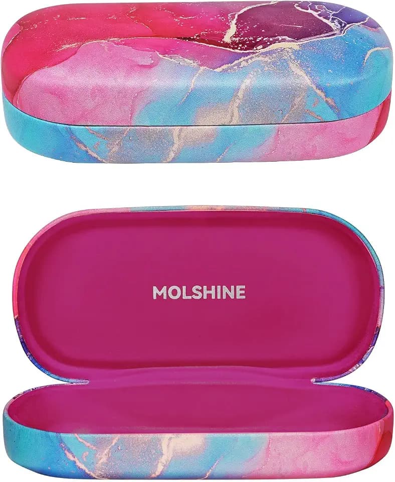molshine Sonnenbrillen Etui aus Hartschalen Leder, klassisches großes Brillenetui für Damen und Herren, Sonnenbrillen