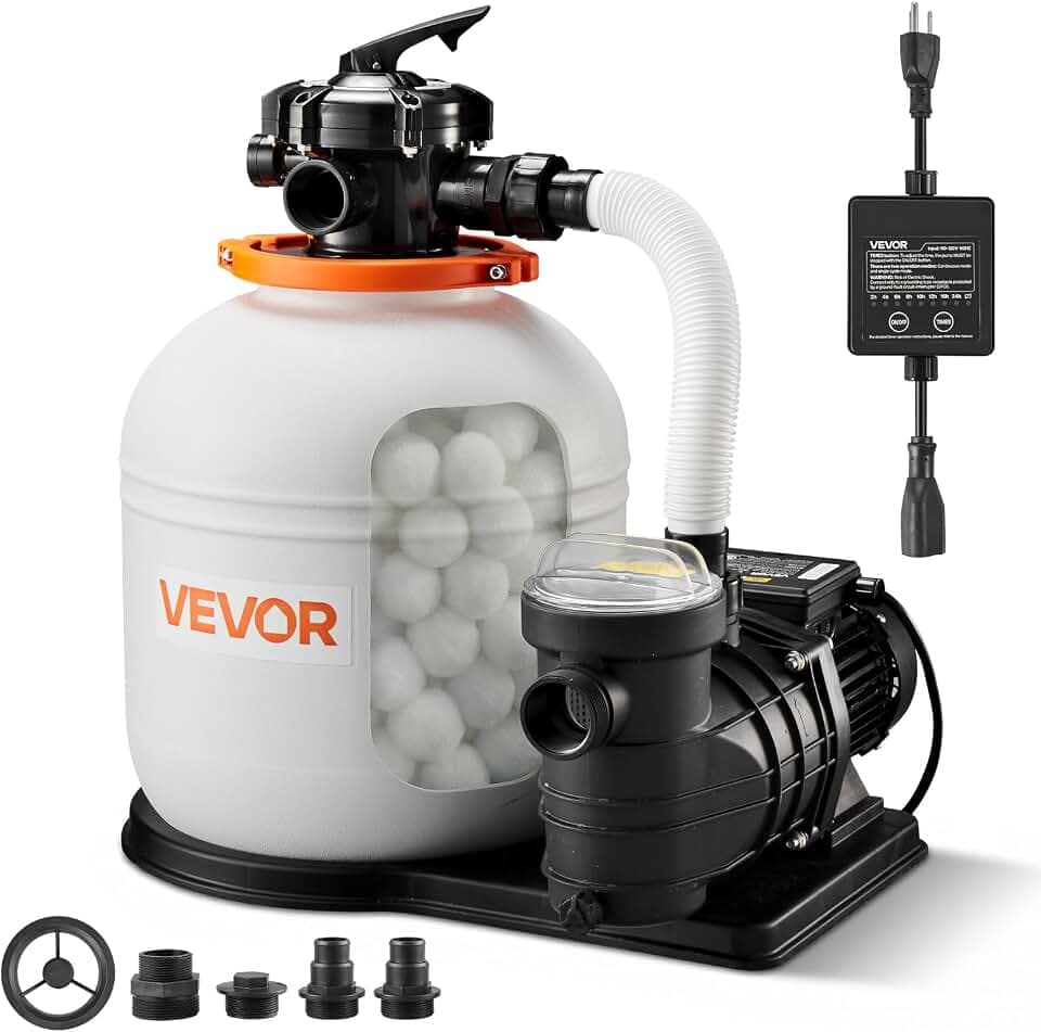 VEVOR FlashPure Sand Filter Pump 16" 1 HP Swimming Pool Filter System