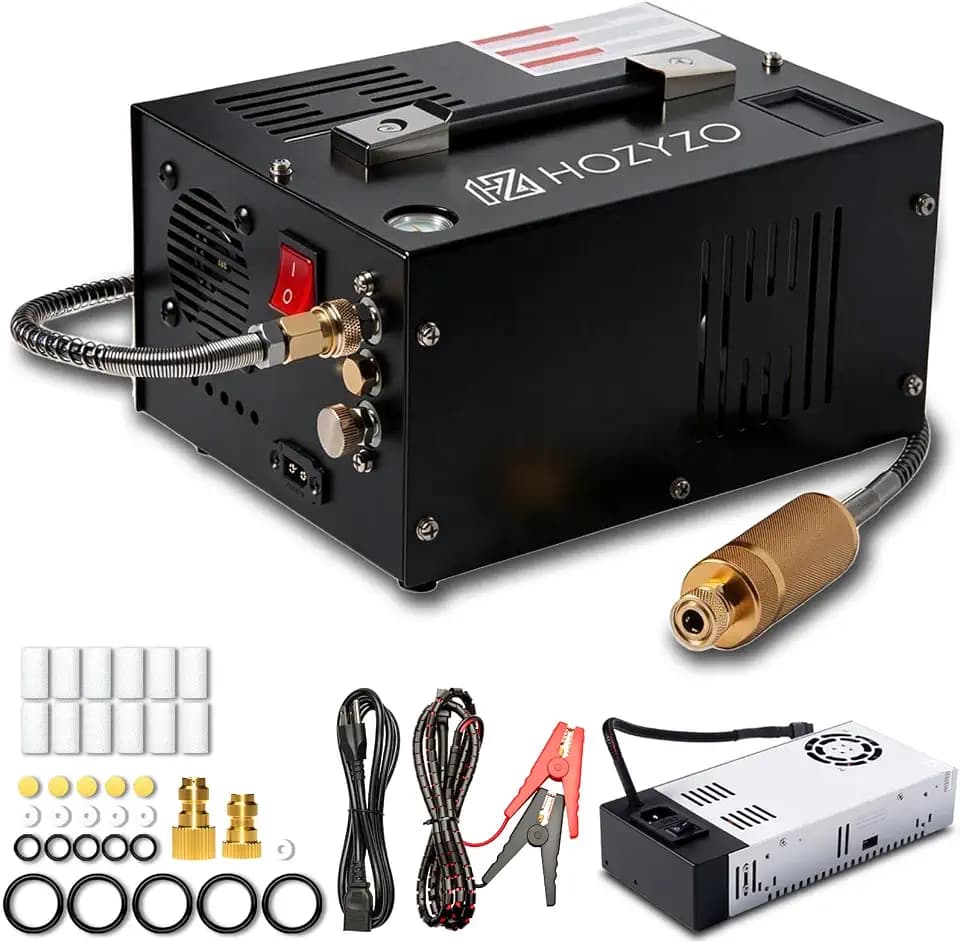 2026 ENW PCP Air Compressor, 4500 PSI / 30 MPa – Portable Air Pump for PCP Rifles, Paintball Tanks & HPA Bottles, with Pressure Gauge & Temp Monitor, Black