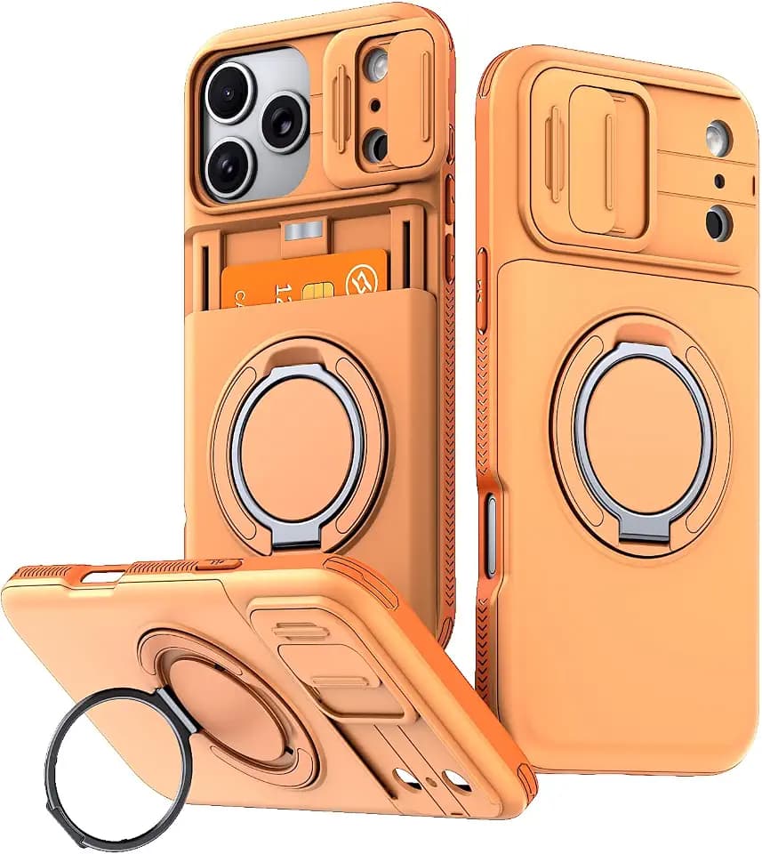 iPhone 17 Pro Max Case with Card Holder & 360 Rotation Kickstand & Wallet