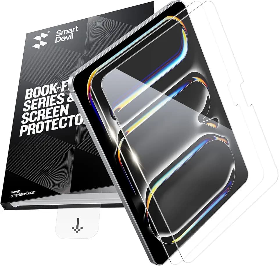 SMARTDEVIL 2 Pack Screen Protector for iPad Pro 11 Inch M5/M4 (2025/2024), HD Clarity, 9H Tempered Glass Film, Scratch Resistant, Easy Installation, Bubble Free