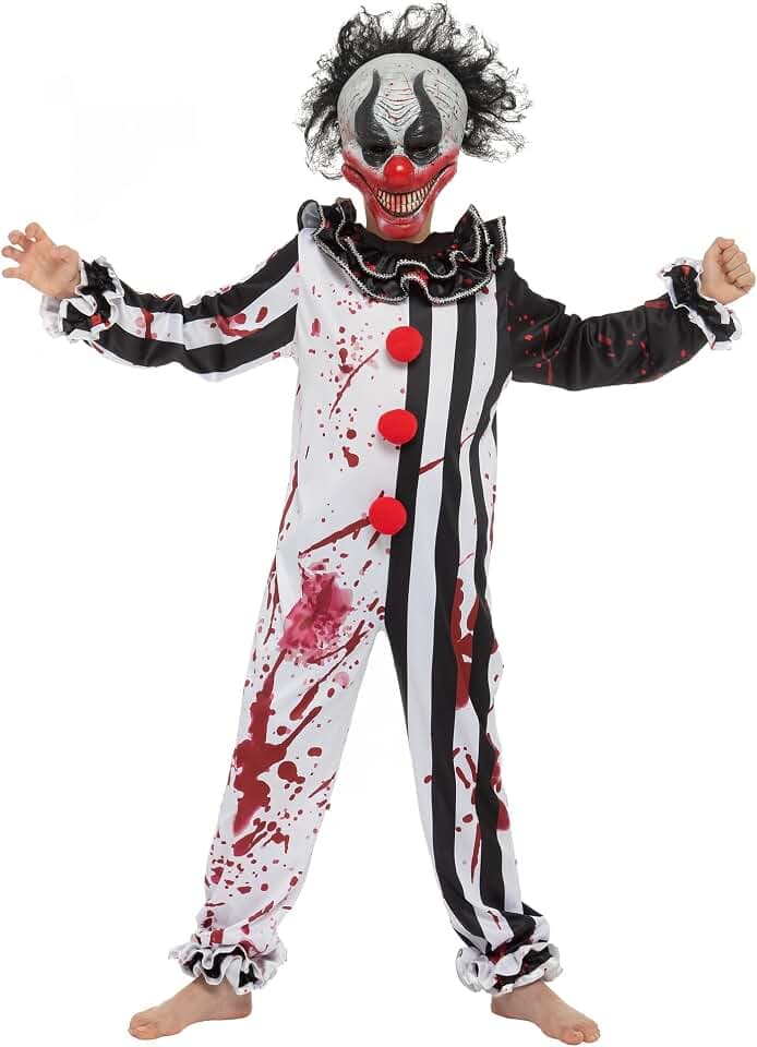 Spooktacular Creations Boy Bleeding Killer Clown Kostüm, Horror Slasher Clown Kostüm für Halloween Dress Up Parties, Scary Theme Party, Killer Clown Role Playing