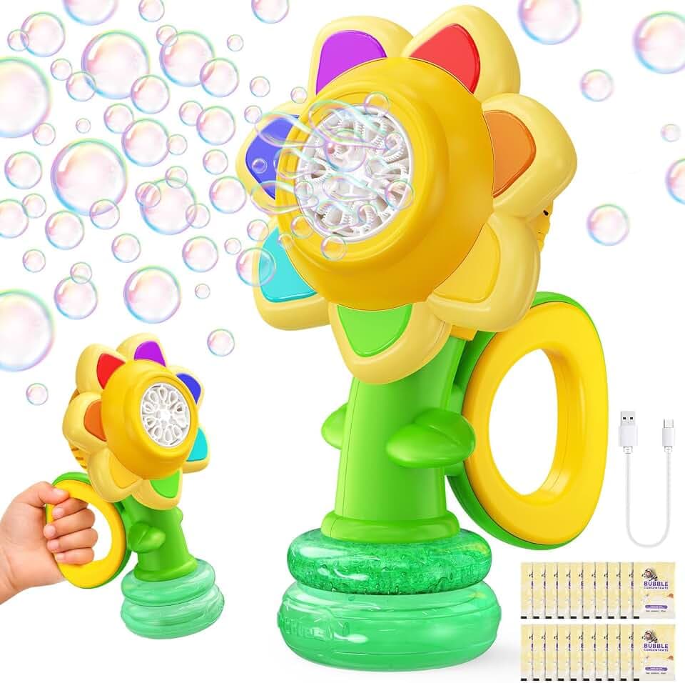 Yunaking Bubble Machine Wands Kids Toys, Type-C Bubbles Maker Outdoor Toys