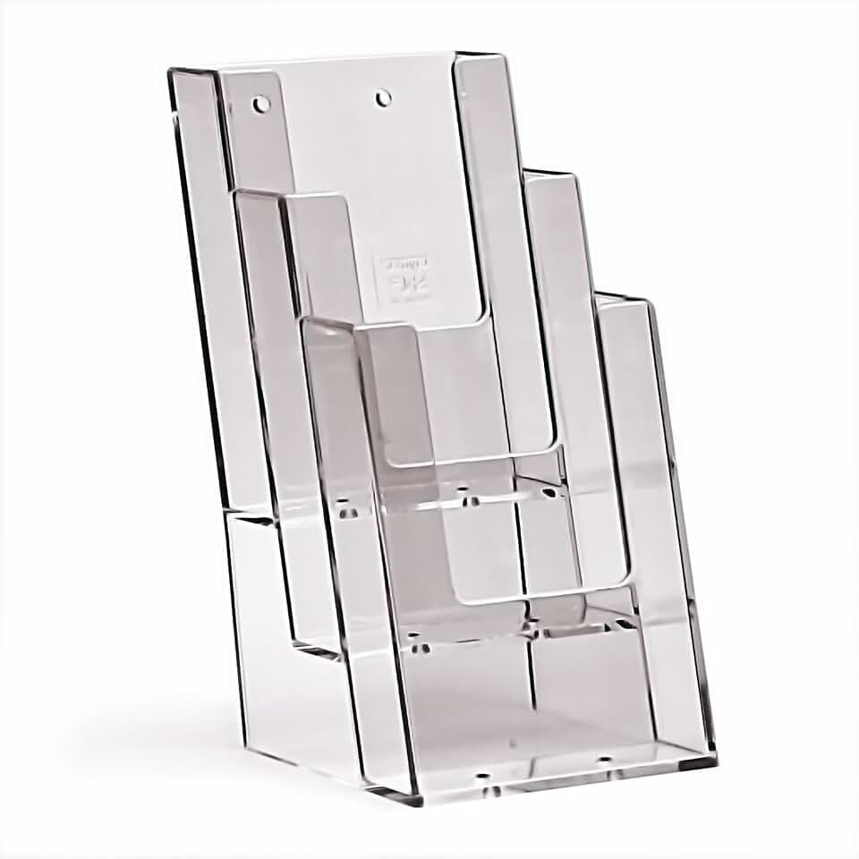 TAYMAR 1/3 A4 (trifold) Tisch-Prospektständer, Flyerständer, Prospekthalter, 3 Fächer (Innenmaß: 10.1 cm) optionale Wandmontage