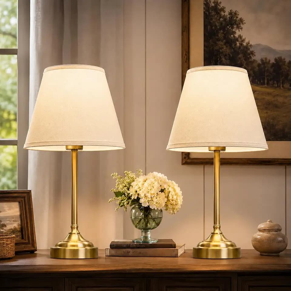 Gold Table Lamps Set of 2 for Bedroom, Living Room