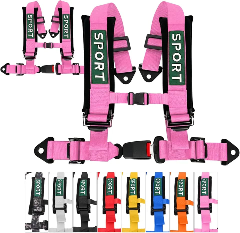 BESTZHEYU 4 Point Racing Harness with 2 Inch Straps 2PCS Pink