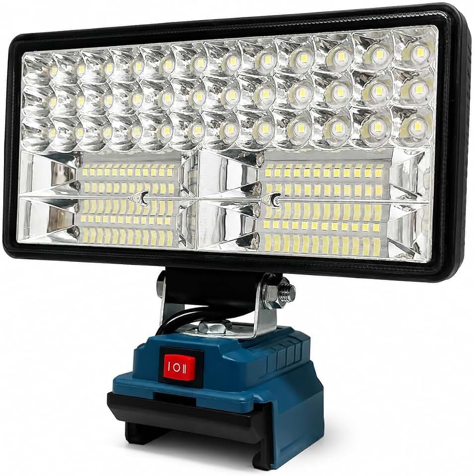 Akku Lampe für Makita 18V Akku, 84W LED Baustrahler mit 2 USB-Anschlüsse