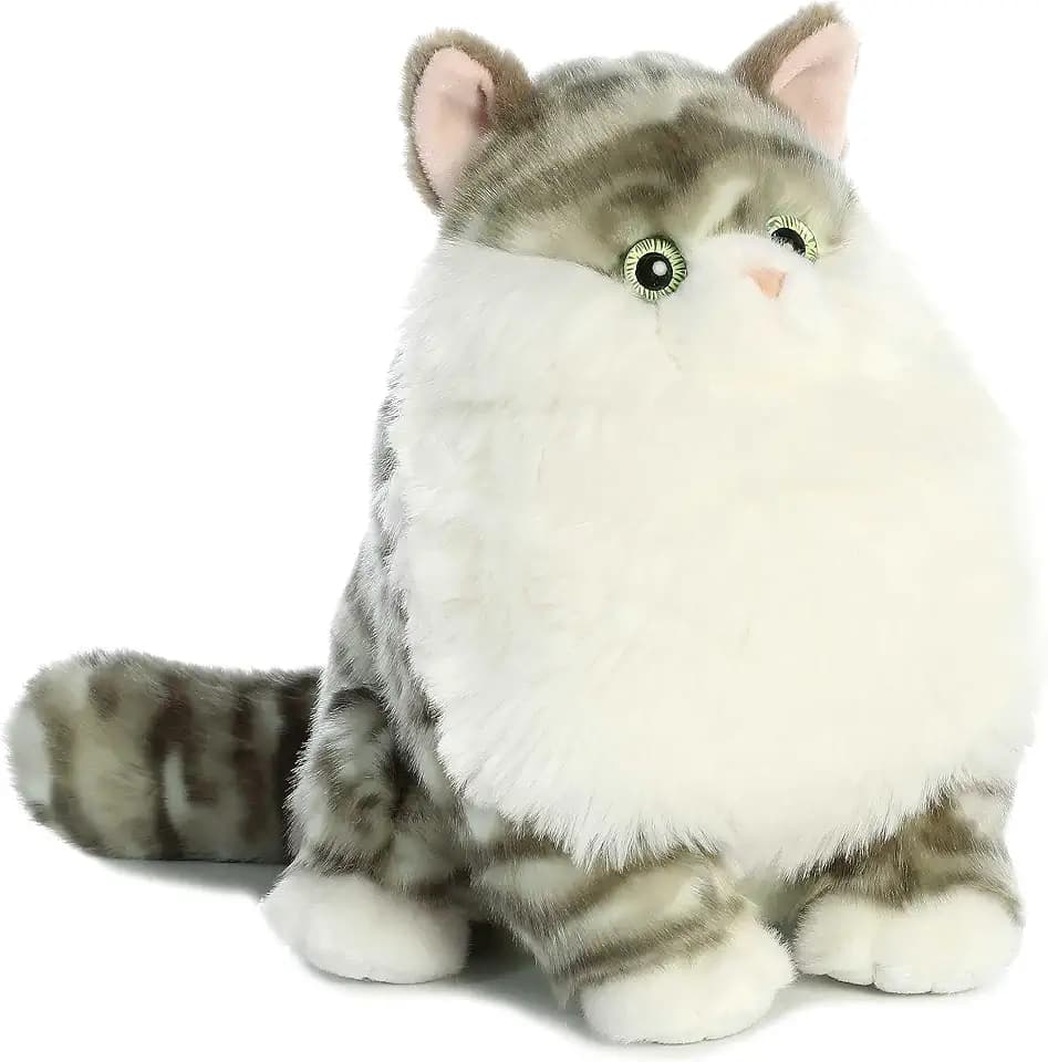 Aurora® Charming Fat Cats™ Dumpling Tabby™ Stuffed Animal - Cuddly Companions - Aesthetic Appeal - Gray 9 Inches