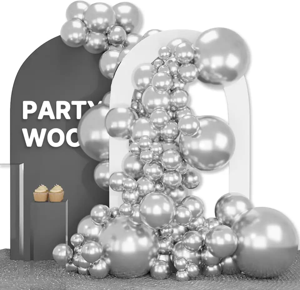 PartyWoo Silver Balloons 92pcs Different Sizes of 18 12 10 5 Inch
