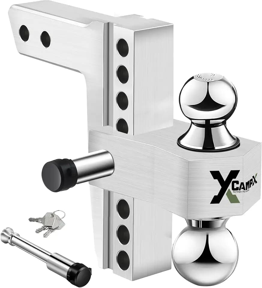 Adjustable Trailer Hitch Fits 2.5-Inch Receiver 8-Inch Drop, Silver