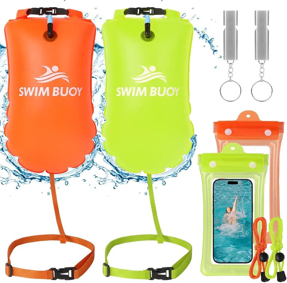 JONRRYIN Schwimmboje 28L, Trockensack und Schwimm Boje Aufblasbar, Sicherheitsgerät für Freiwasserschwimmen, Schwimmboje Ideal für Triathlons, Surfer