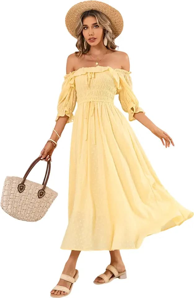 R.Vivimos Women Summer Cotton A Line Flowy Long Dresses