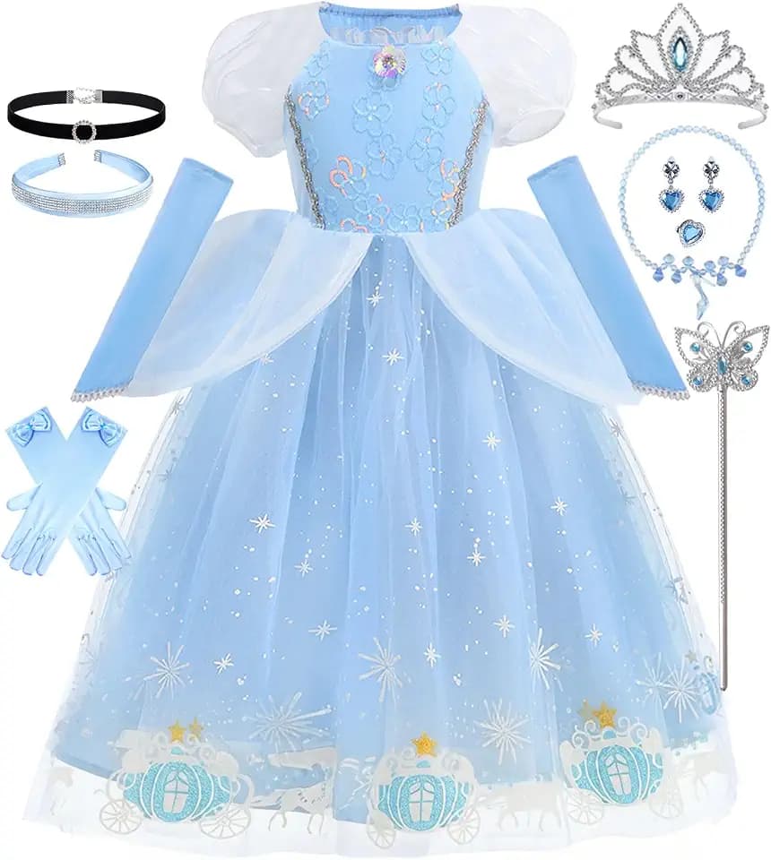iTVTi Girls Blue Princess Dress Kids Cosplay Costume