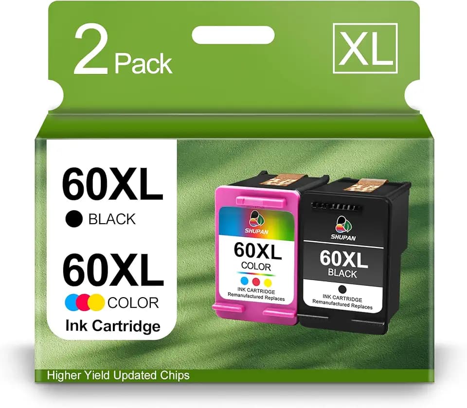60XL Ink Cartridges Black and Color Combo Pack Replacement for HP 60 60xl