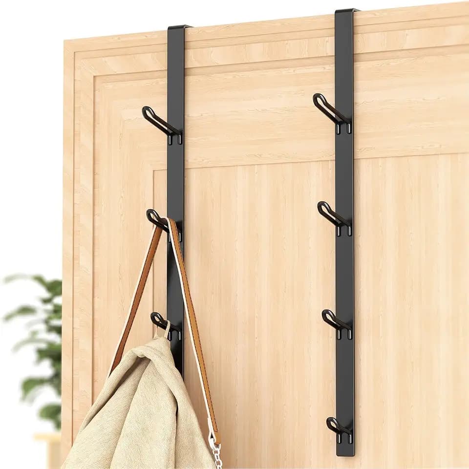 niffgaff Heavy Duty Over The Door Hooks, Space-Saving Vertical Door Hanger for Towels, Coats, and Accessories – 2 PCS, Matte Black