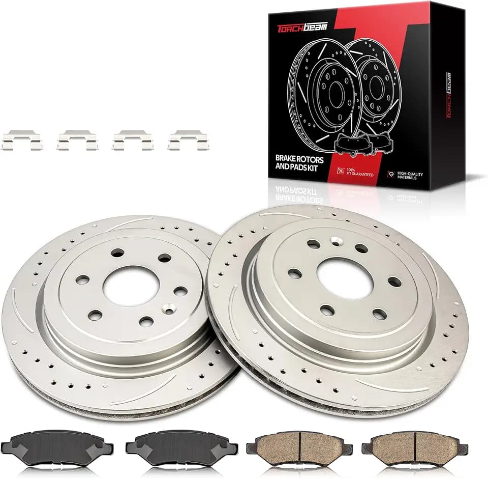 Torchbeam 315mm Rear Brake Pads and Rotors Kit Compatible with Cadillac 2010-2016 SRX, Saab 2011 9-4X - OE Brake Kit