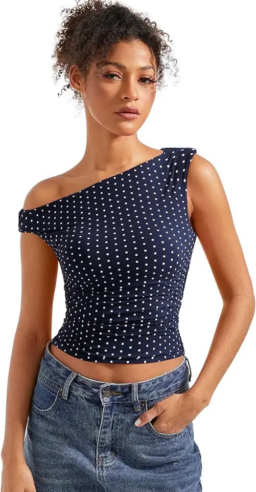 SUUKSESS Women Off Shoulder Tops Fitted Sleeveless Shirt Going Out Crop Top
