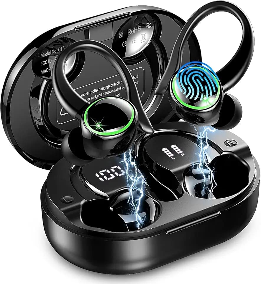 2026 Kopfhörer Kabellos Bluetooth 5.4, Bluetooth Kopfhörer, 6 ENC Noise Cancelling Mics, 56 Std Spielzeit, HiFi Stereo, In Ear Kopfhörer Kabellose Kopfhörer, IP7 Wasserdicht, Sport Ohrhörer mit LED