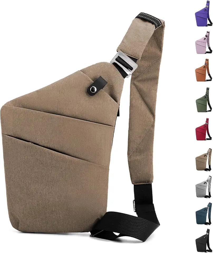 Anti Theft Crossbody Travel Bag - Multi-pocket Shoulder Bag with Adjustable Strap,Slim Sling Bag for Women Men