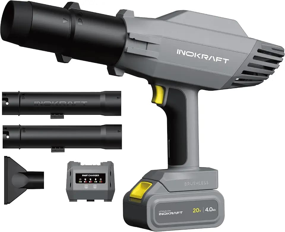 InoKraft 20V Cordless Leaf Blower with 4.0Ah Battery, Compact 3.17 lb Lightweight Electric Blower 125 MPH 270 CFM, 2-Speed Portable Handheld Blower for Yard, Garage, Driveway & Car