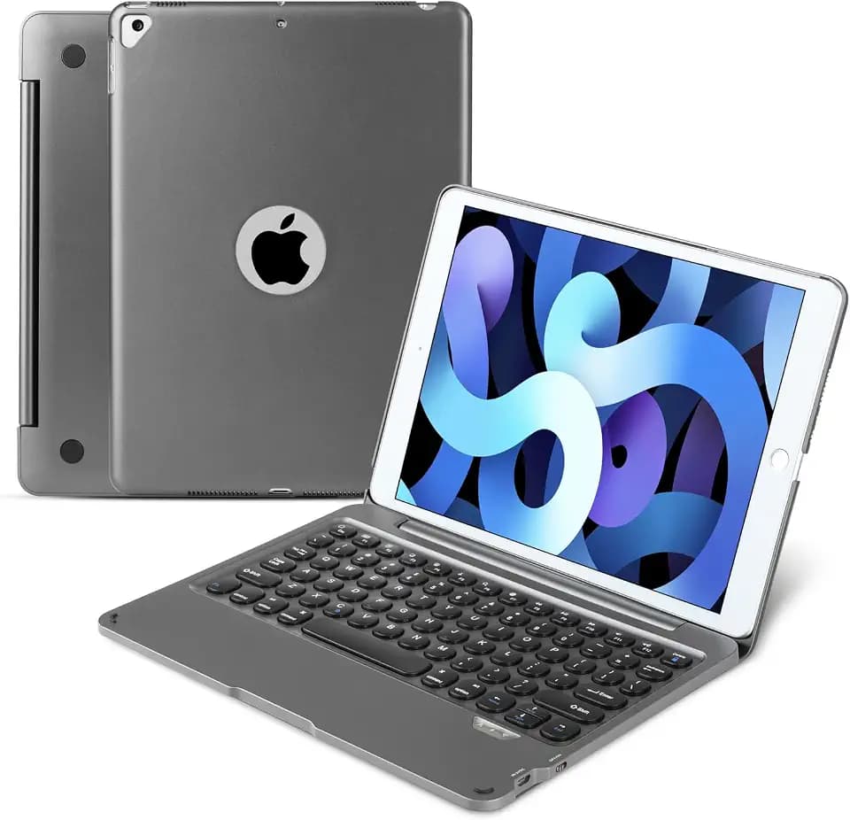 Wireless Bluetooth Keyboard Case for iPad 9th 8th 7th Gen 10.2'', iPad Air 3rd 10.5'', iPad Pro 10.5", Smart Wireless Keyboard Case 360° Full Protection Cover (Dark Grey)