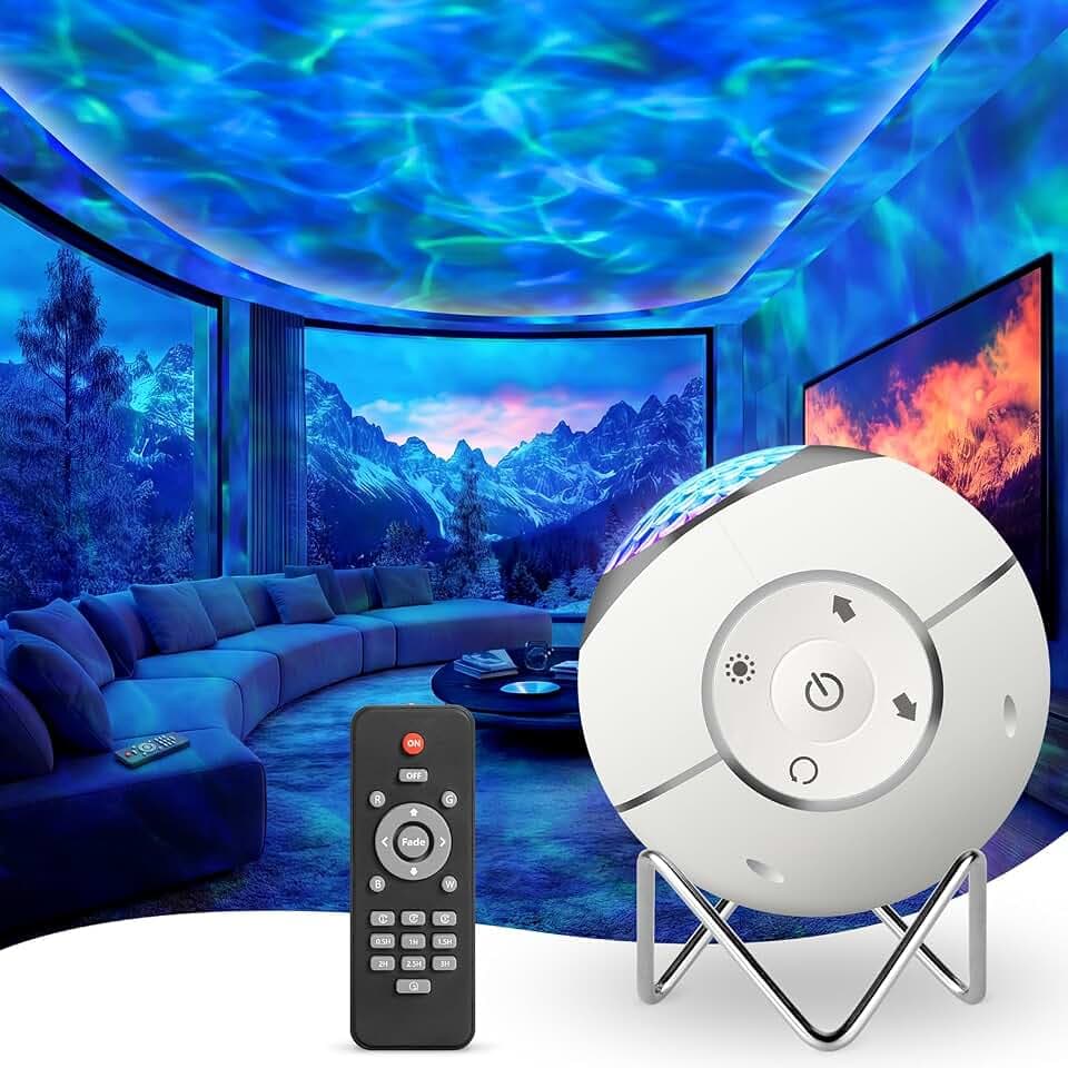 ibell Sternenhimmel Projektor, 14 Leuchtmodi Wasserwellen Nachtlicht Kinder Erwachsense Galaxy Projector, 360°Drehung Partylicht Geschenk Mädchen Personalisierte Geschenke Frauen, Zimmer Deko