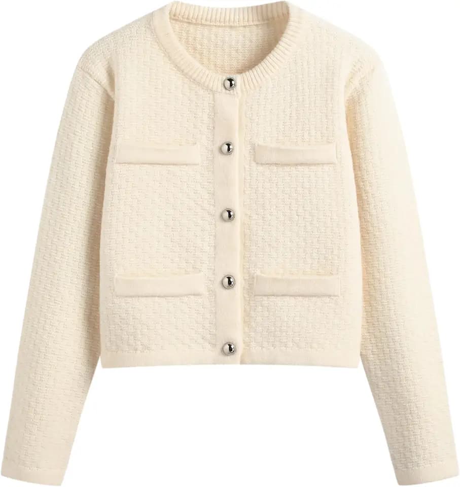 CIDER Knit Round Neckline Solid Button Oversized Cardigan