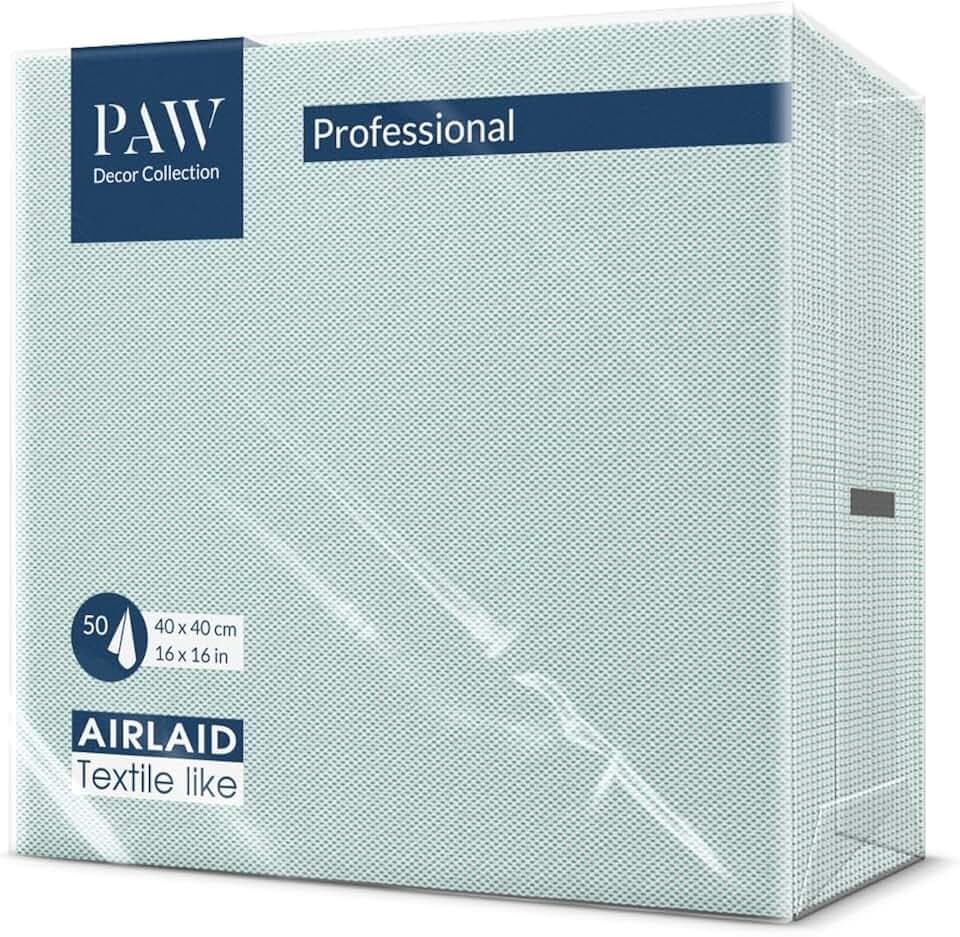 PAW Stoffähnliche Servietten 40 x 40 cm, 50 Stück - Stoffdesign Türkis