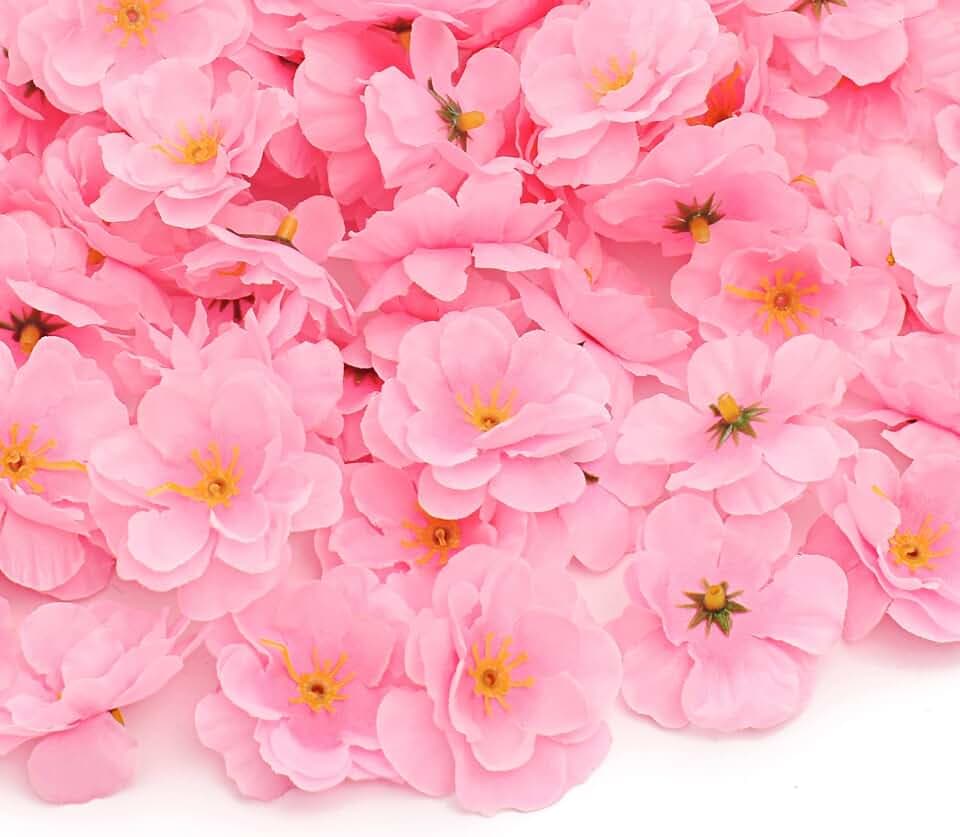100 Stück künstliche Kirschblüten aus Seide, künstliche Stoff-Blütenblätter, Dekoration für Braut-Haarspangen, Stirnbänder, Kleider, DIY-Zubehör, Hochzeit, Party, Tischdekoration (Rosa)