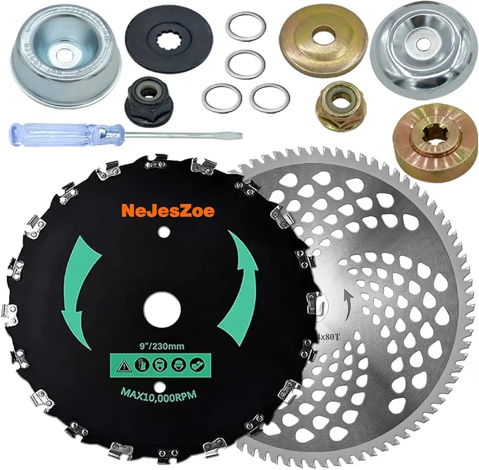 NeJesZoe Chainsaw Tooth Brush Cutter Blades with Adapter Kits