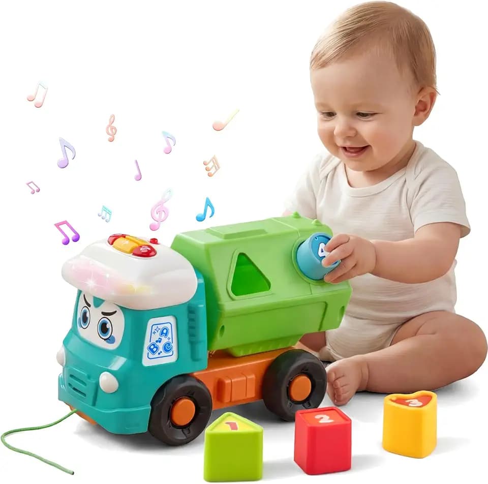 Montessori LKW Spielzeug mit Musik für 1-3 Jahre Kinder