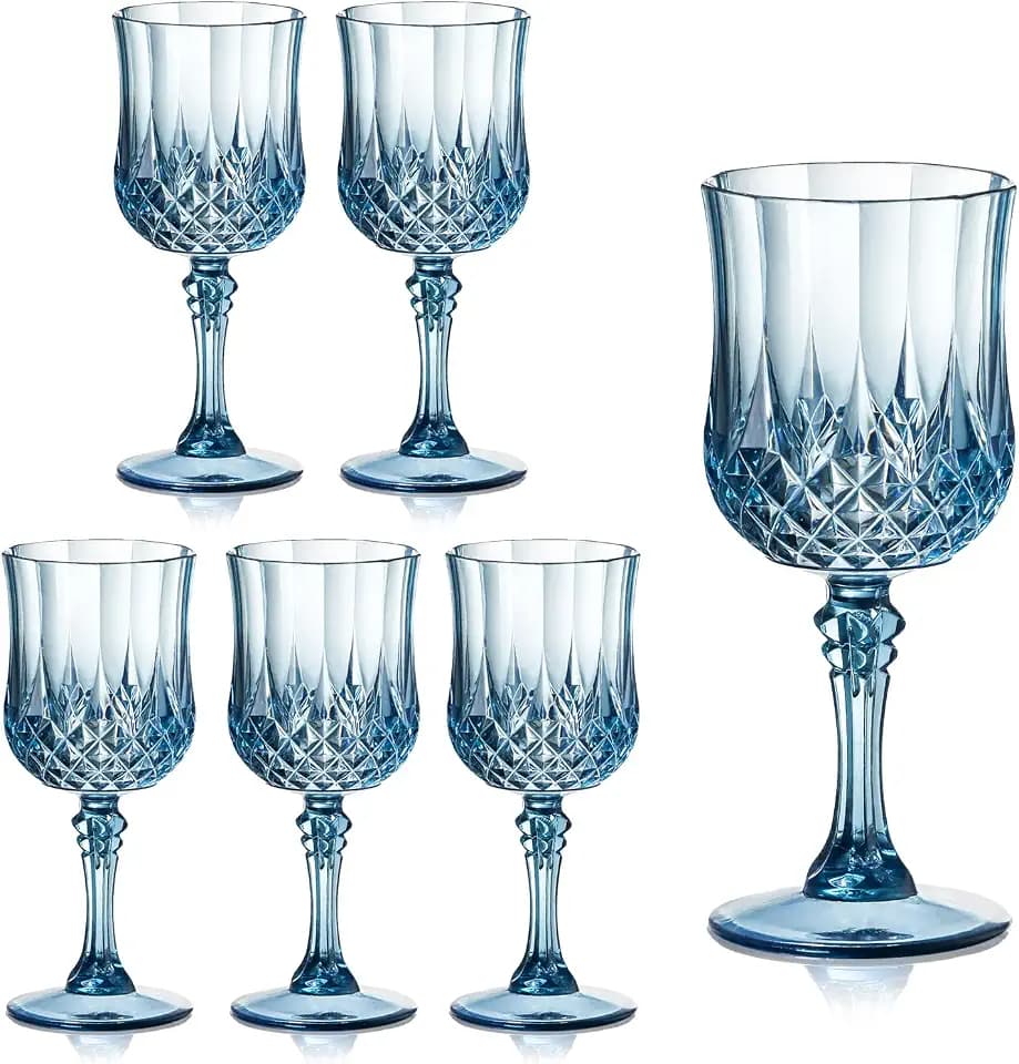 Wiederverwendbare Weingläser aus Kunststoff, Vintage-Kristall, unzerbrechlich, Gin-Gläser, Wasserkelche für Partys, Hochzeiten, Outdoor-Events, Grillpicknicks, 6 Stück