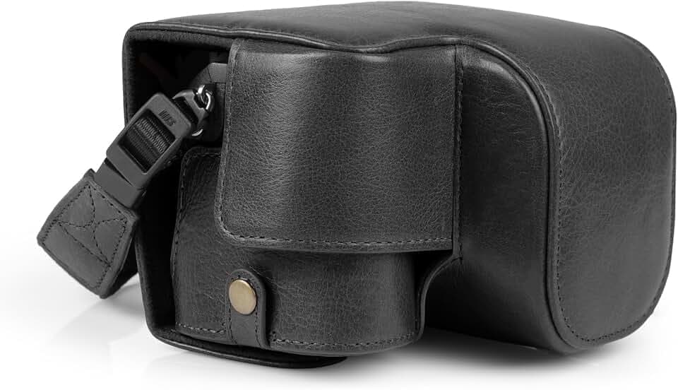 Mega Gear Genuine Leather Camera Case for Sony Alpha a6700 (16-50mm) - Stylish and Protective - Black
