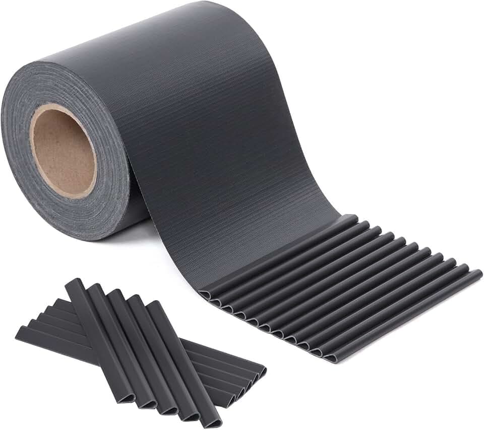 SONGMICS PVC Sichtschutzstreifen, Zaunfolie 40 m x 19 cm, extra dick und Blickdicht, mit 25 x Befestigungsclips, anthrazit GPJ040H