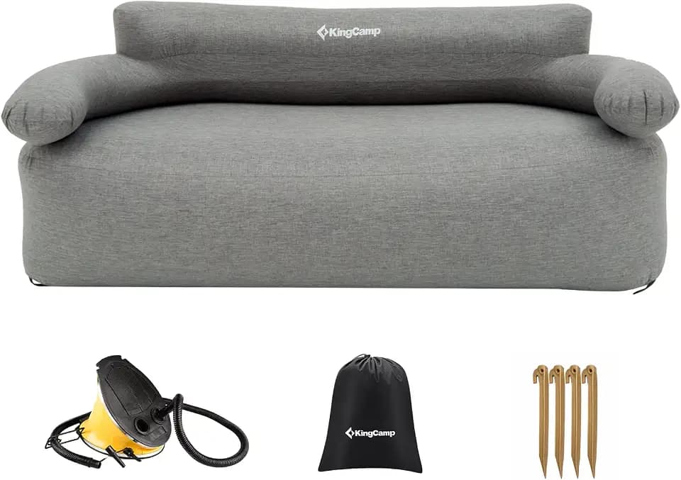 KingCamp Aufblasbares Sofa Camping bis 400kg, Luftsofa mit Rücken Armlehne