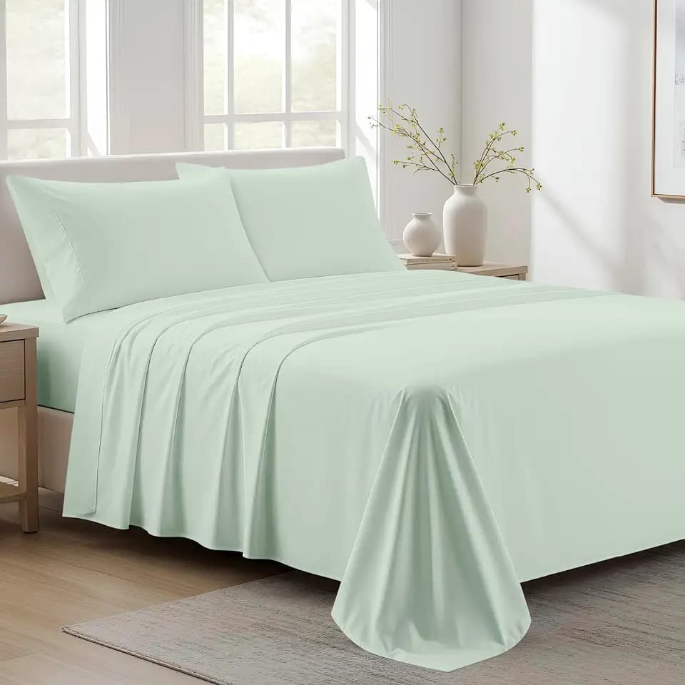 100% Organic Cotton Sheets California King Size, Sea Foam