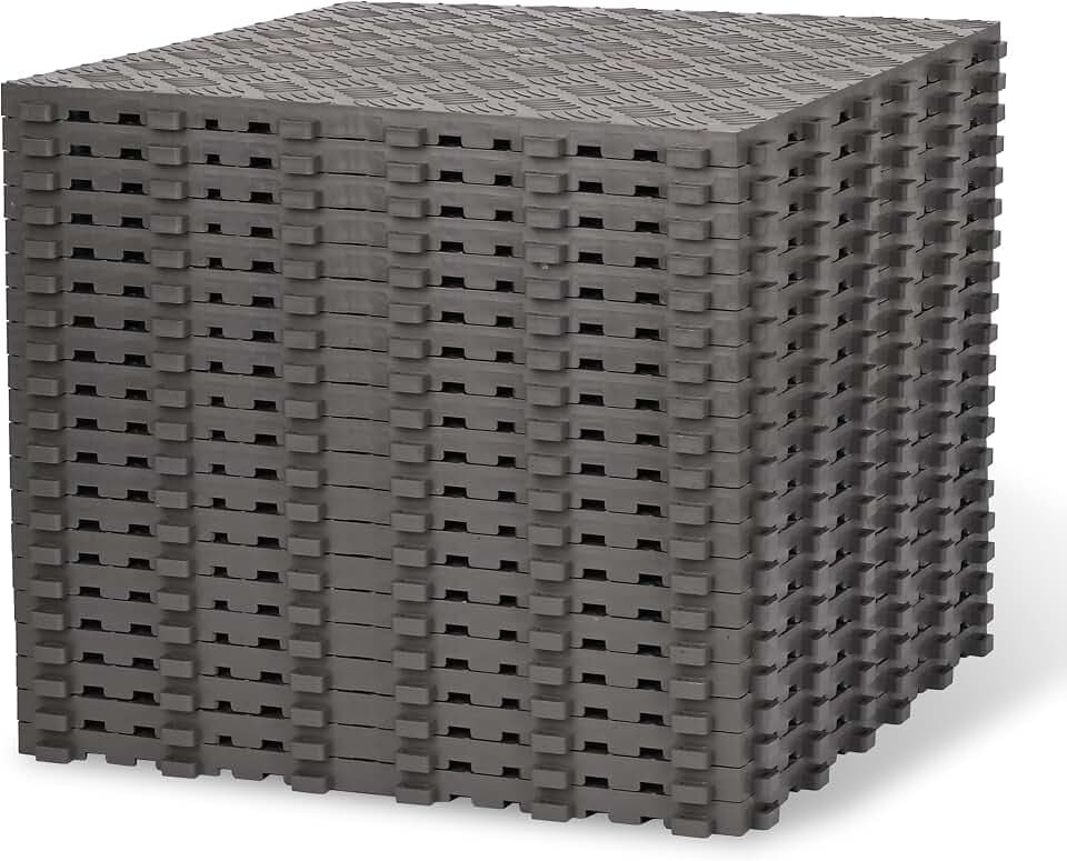 20 Stück PVC Garagenboden, 40 x 40 cm Grau Garagenboden aus Gummi