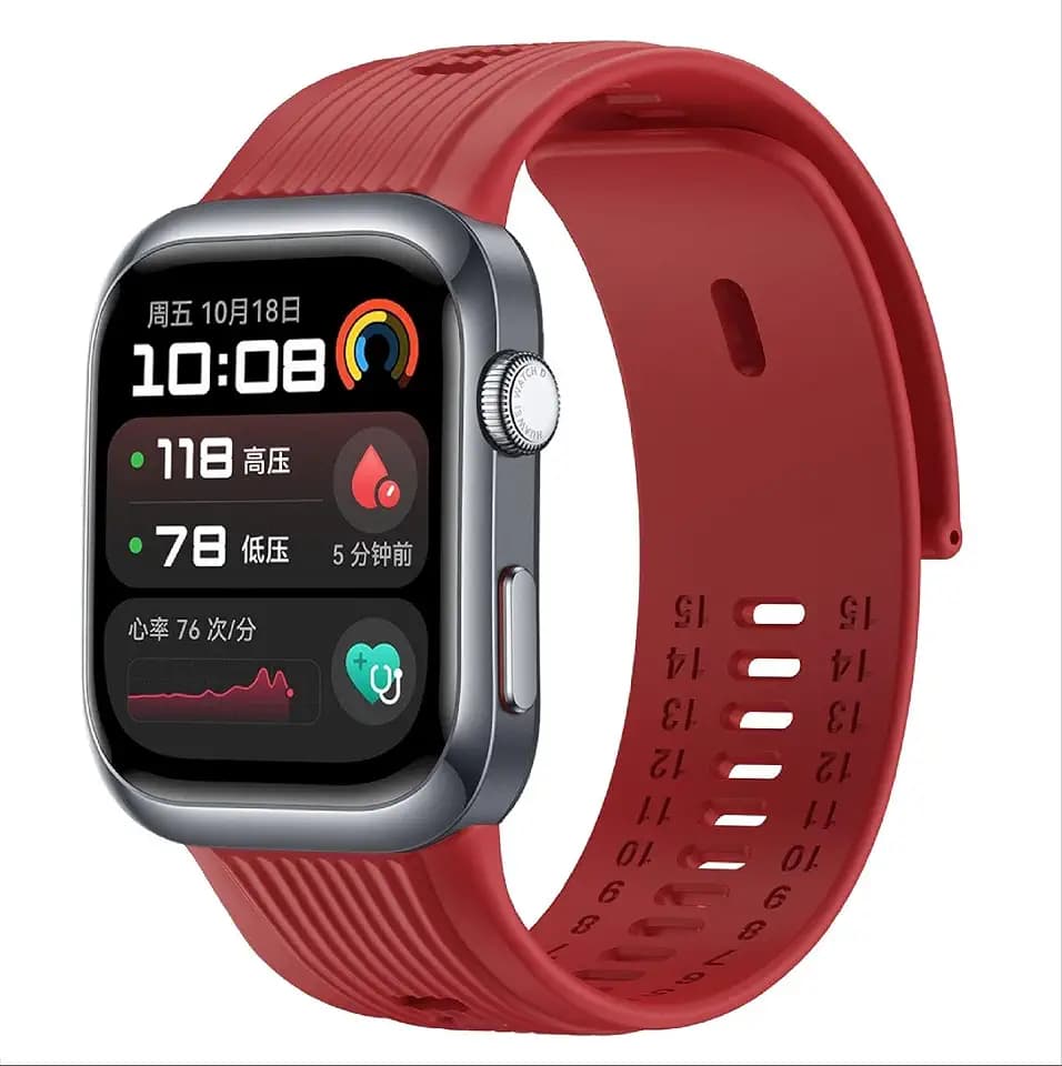 GIOPUEY Armband Kompatibel mit Huawei Watch D2, Weiches Silikon Armband [Verschleißfest] [Atmungsaktiv] Ersatzarmband - red